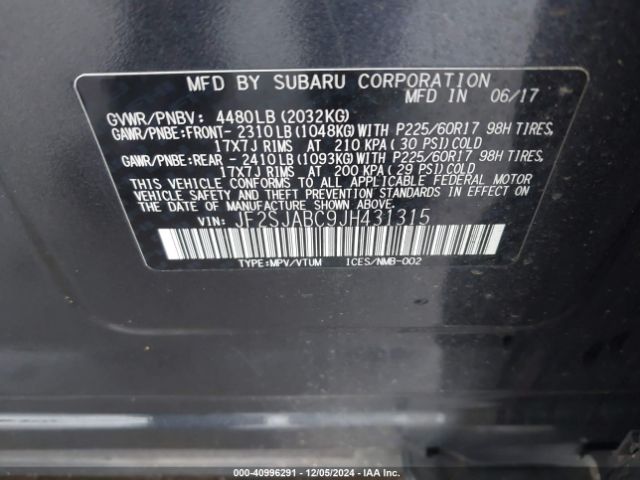 JF2SJABC9JH431315 Subaru Forester 2.5i