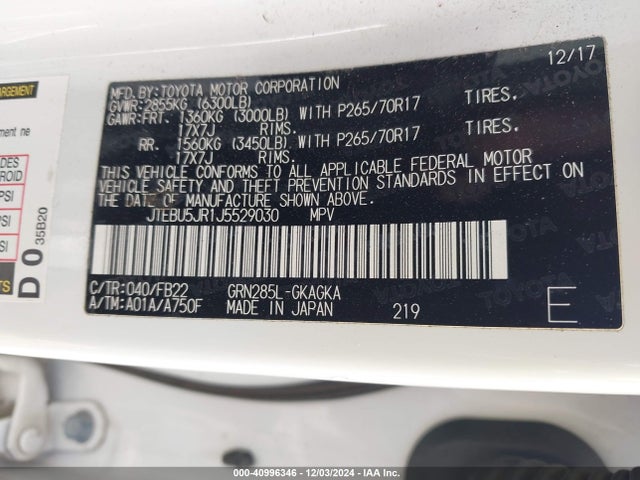 JTEBU5JR1J5529030 Toyota 4RUNNER SR5