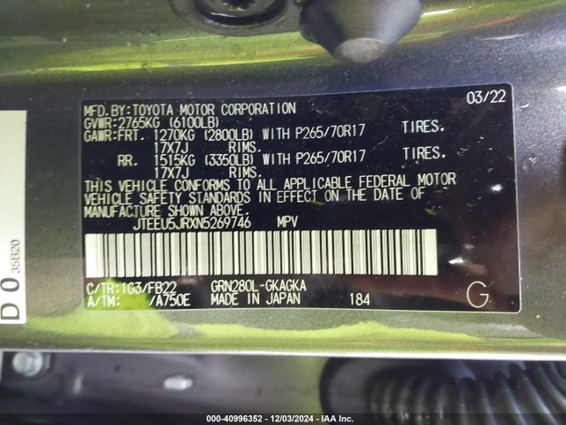 JTEEU5JRXN5269746 Toyota 4RUNNER SR5