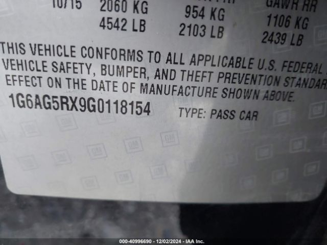 1G6AG5RX9G0118154 Cadillac Ats Standard