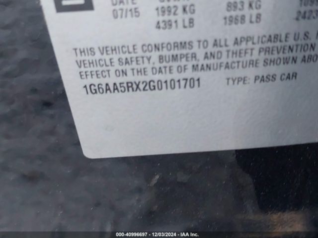 1G6AA5RX2G0101701 Cadillac Ats Standard