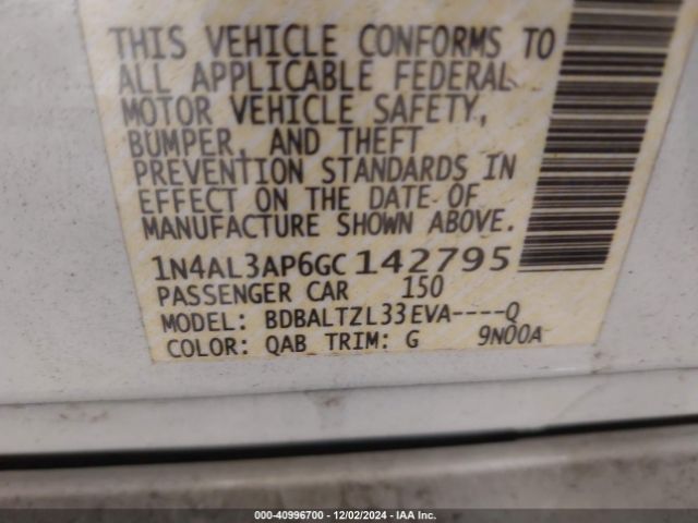 1N4AL3AP6GC142795 Nissan Altima 2.5 Sl
