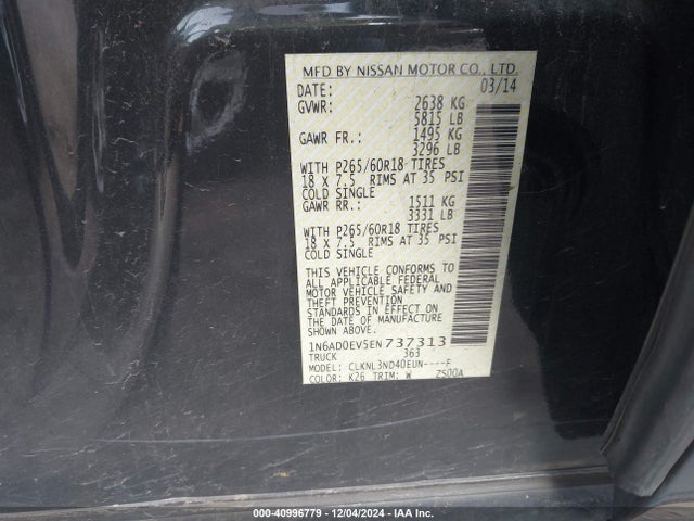 Nissan Frontier Sl 2014 1N6AD0EV5EN737313 Image 9
