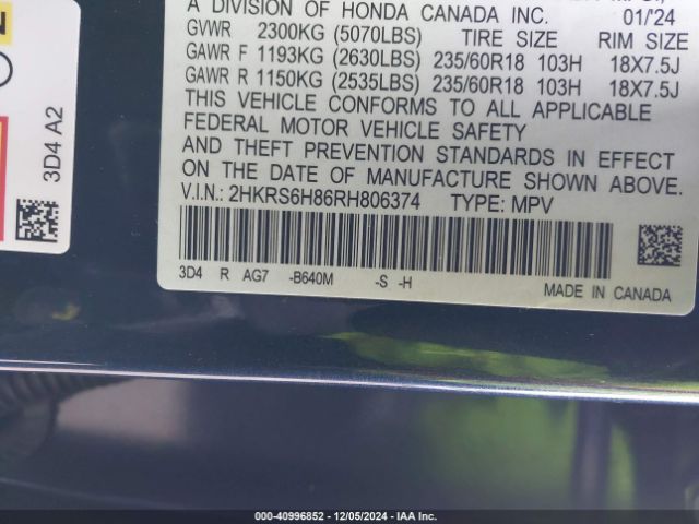 2HKRS6H86RH806374 Honda Cr-v Hybrid Sport-l