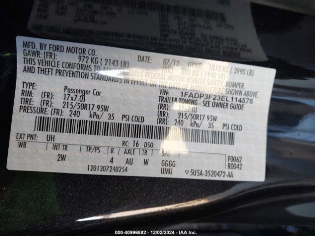 1FADP3F23EL114576 Ford FOCUS SE