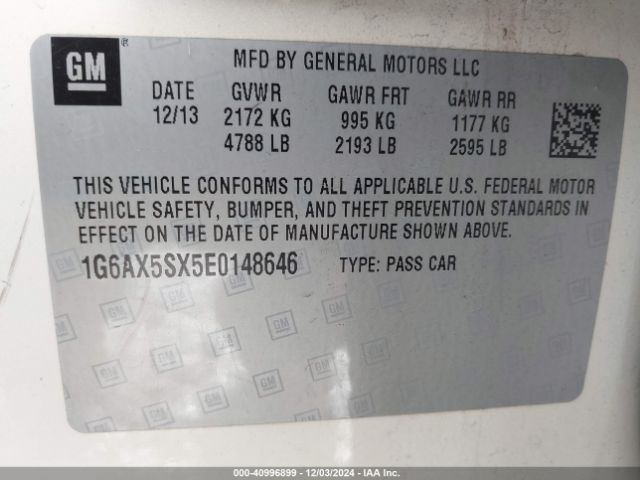 1G6AX5SX5E0148646 Cadillac CTS LUXURY