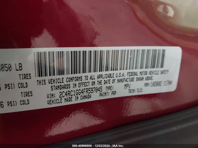 2C4RC1GG4FR597045 Chrysler Town & Country Limited Platinum