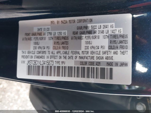JM3TCBCYXL0415873 Mazda Cx-9 Touring