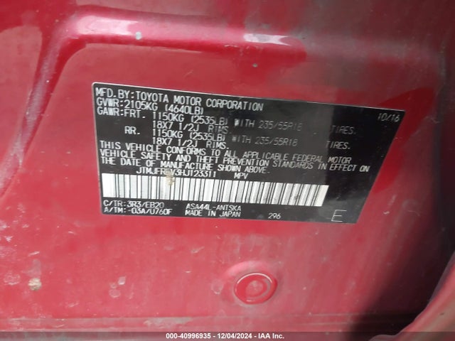 JTMJFREV3HJ123311 Toyota RAV4 SE