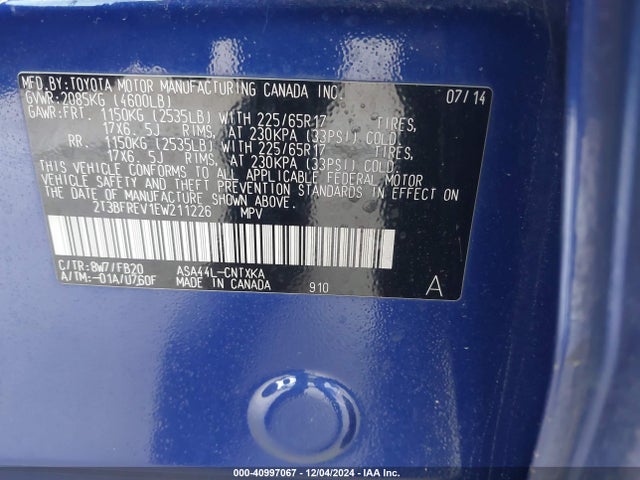 Toyota RAV4 LE 2014 2T3BFREV1EW211226 Image 9