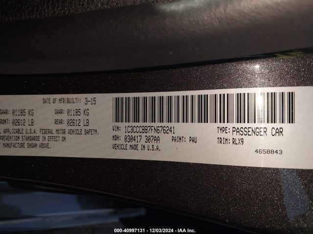 1C3CCCBB7FN676241 Chrysler 200 S