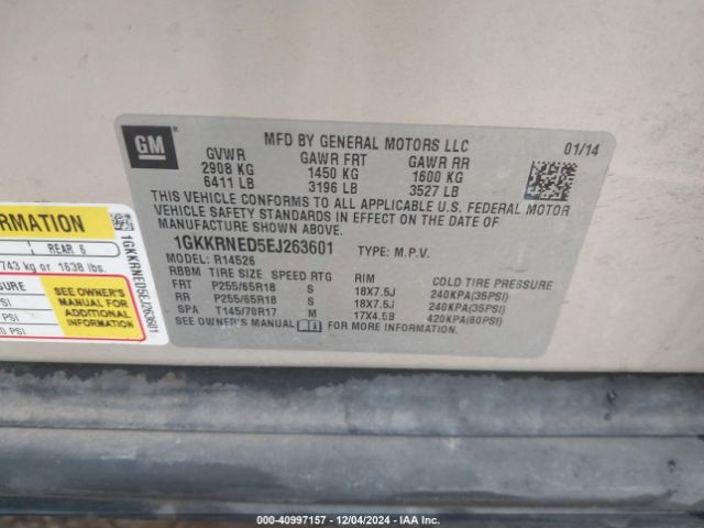 1GKKRNED5EJ263601 GMC Acadia Sle-1
