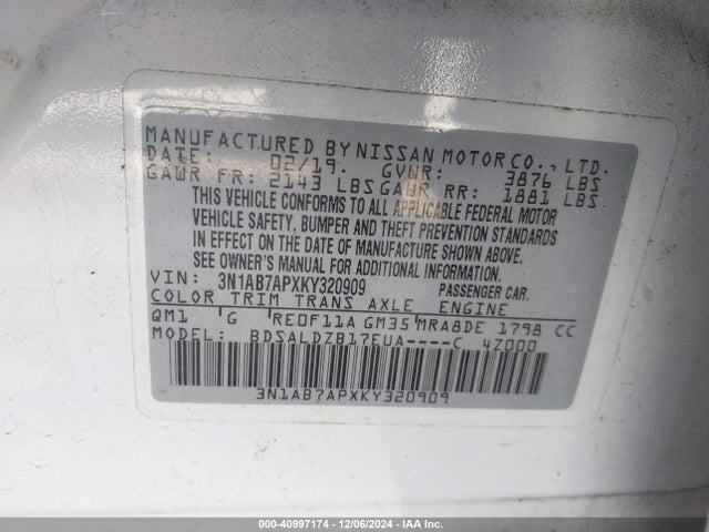 3N1AB7APXKY320909 Nissan SENTRA SV