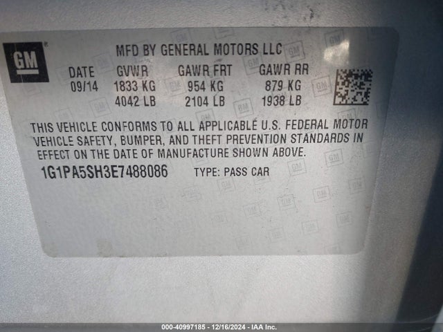 Chevrolet Cruze Ls Auto 2014 1G1PA5SH3E7488086 Image 9