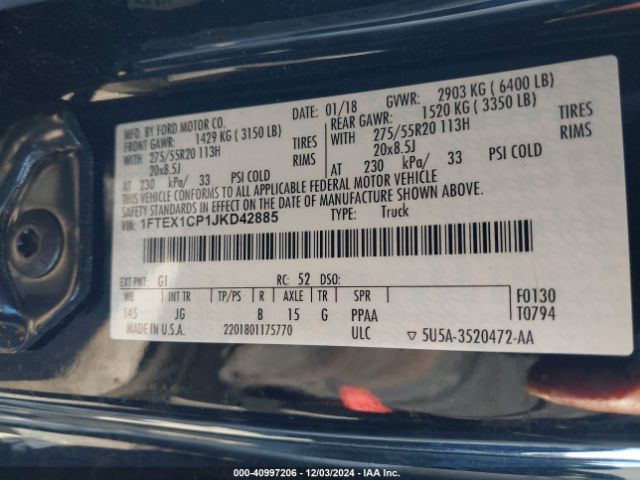 1FTEX1CP1JKD42885 Ford F-150 Xl