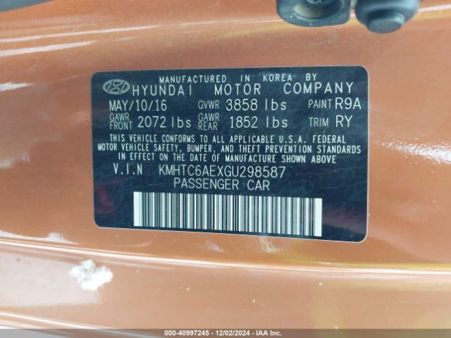 KMHTC6AEXGU298587 Hyundai Veloster Turbo