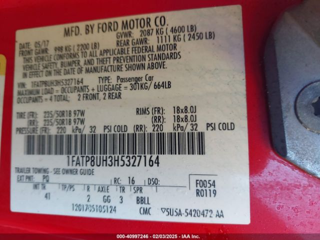 1FATP8UH3H5327164 Ford Mustang Ecoboost Premium