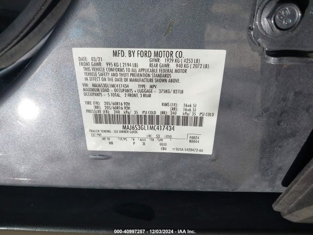 Ford Ecosport Se 2021 MAJ6S3GL1MC417434 Image 9