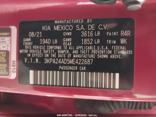 KIA RIO S 2021 3KPA24AD5ME422687 Image 9