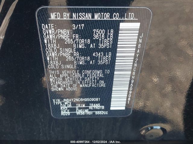 JN8AY2NC6H9509081 Nissan ARMADA SV