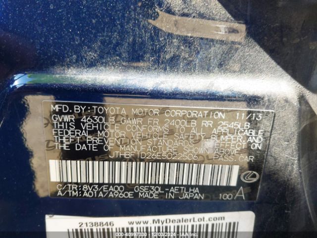 JTHBF1D26E5022506 Lexus IS 250