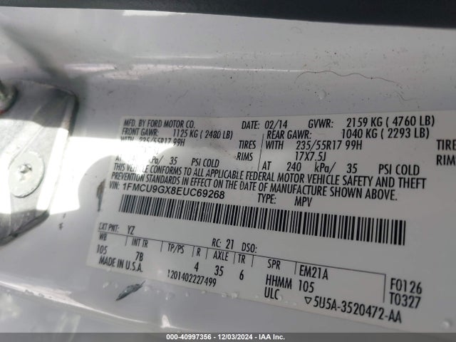 Ford ESCAPE SE 2014 1FMCU9GX8EUC69268 Image 9