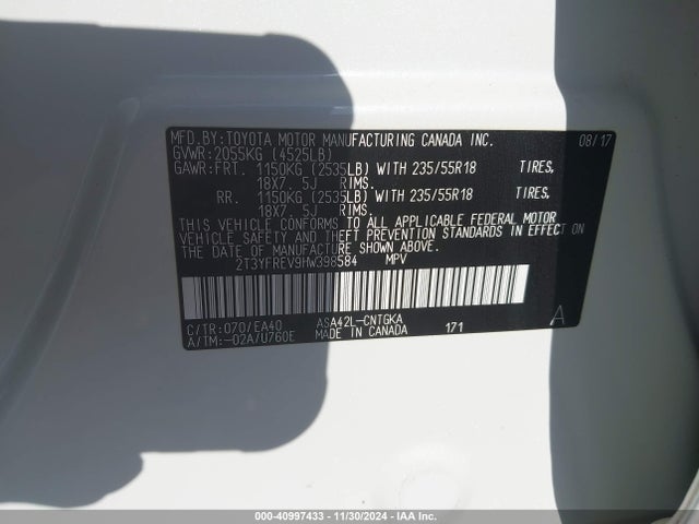 2T3YFREV9HW398584 Toyota Rav4 Limited/platinum