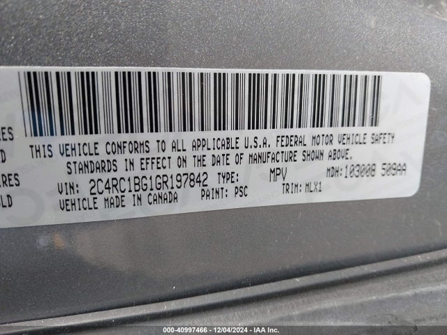 2C4RC1BG1GR197842 Chrysler Town & Country Touring