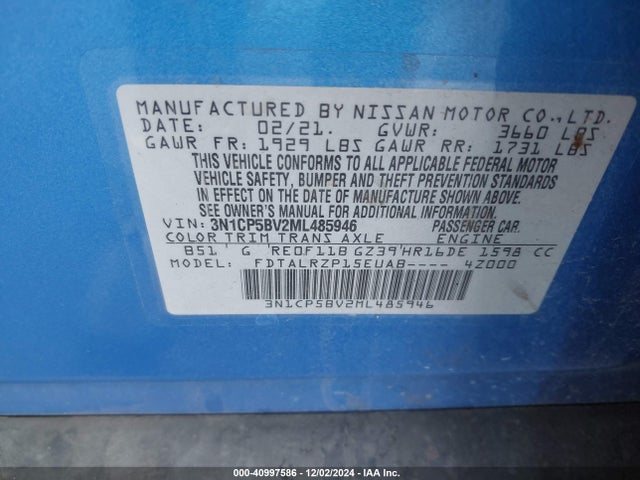 Nissan Kicks S Xtronic Cvt 2021 3N1CP5BV2ML485946 Image 9