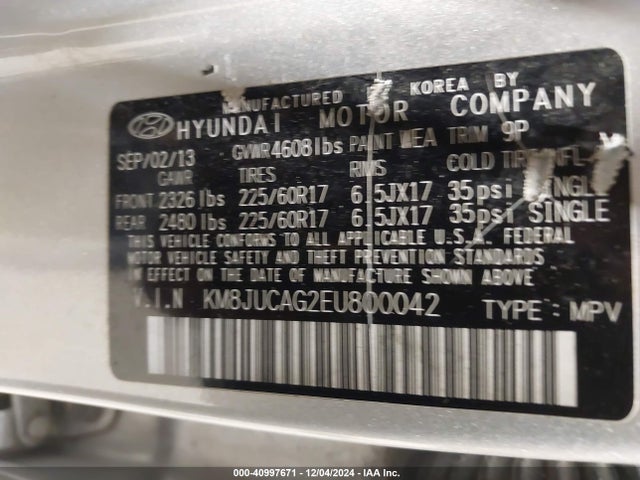 KM8JUCAG2EU800042 Hyundai TUCSON SE
