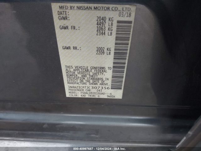 1N4AZ1CP7JC307356 Nissan LEAF SV