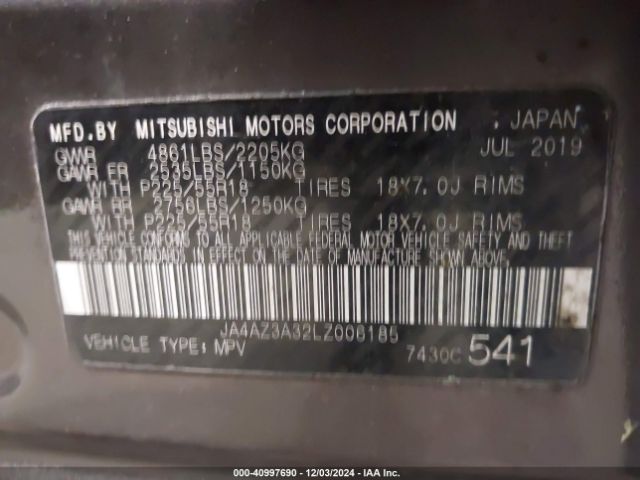 2020 MITSUBISHI OUTLANDER JA4AZ3A32LZ006185 Photo 8