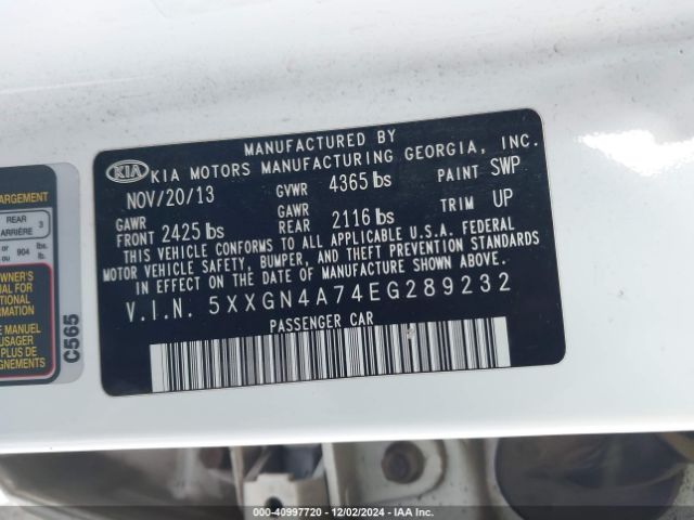 5XXGN4A74EG289232 KIA OPTIMA EX