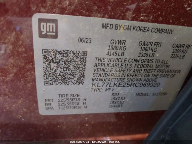 KL77LKE25RC069920 Chevrolet Trax Fwd Activ