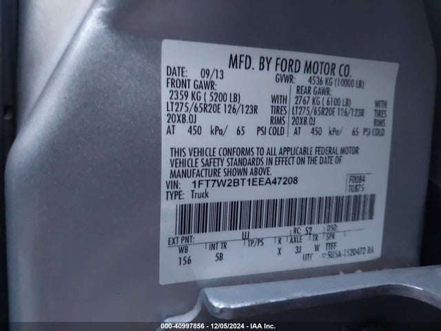 Ford F-250 Lariat 2014 1FT7W2BT1EEA47208 Image 9