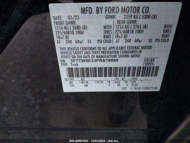3FTTW8E33PRA18869 Ford Maverick Lariat