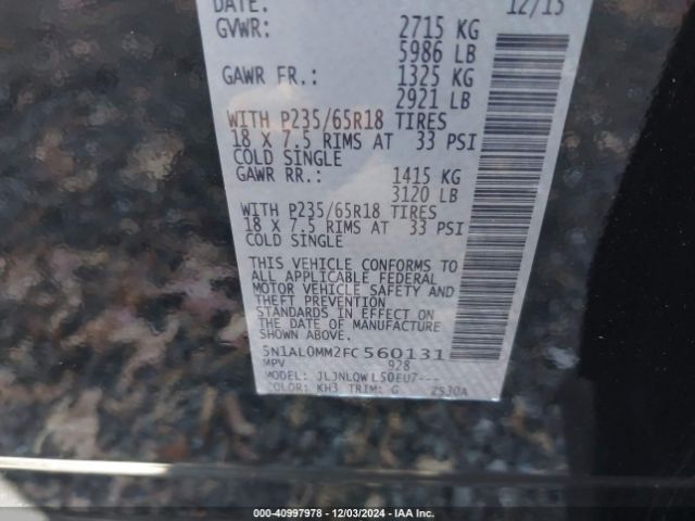 5N1AL0MM2FC560131 Infiniti Qx60 Base (cvt)