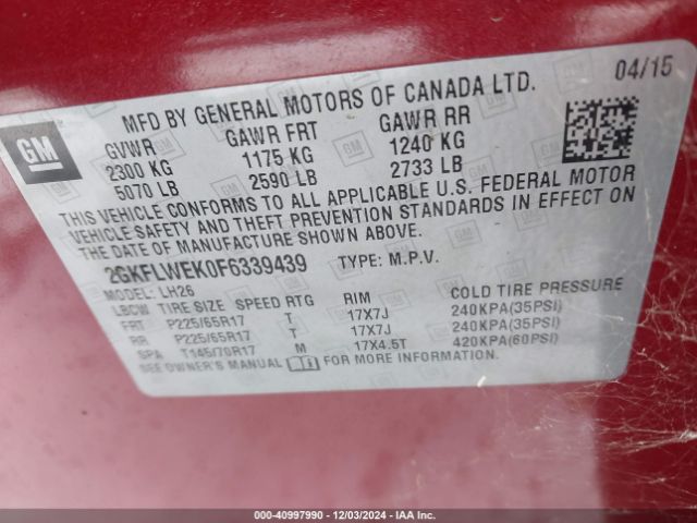 2GKFLWEK0F6339439 GMC Terrain Sle-2