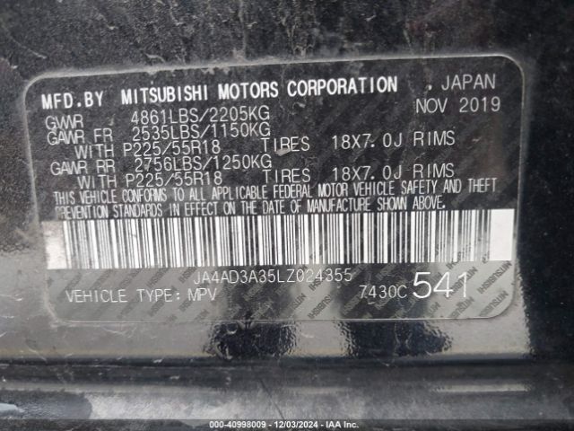 JA4AD3A35LZ024355 Mitsubishi Outlander Se 2.4