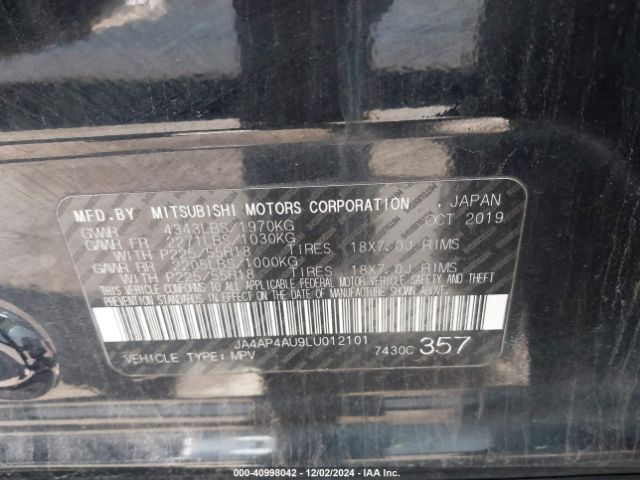JA4AP4AU9LU012101 Mitsubishi Outlander Sport 2.0 Se