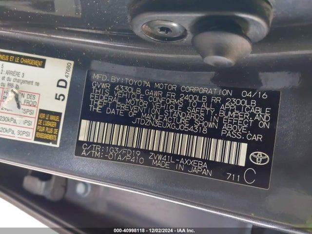 Toyota Prius V Two 2016 JTDZN3EUXGJ054318 Image 9