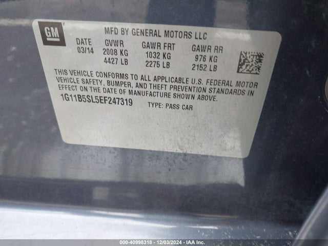 Chevrolet Malibu 1ls 2014 1G11B5SL5EF247319 Image 9