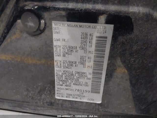 Nissan Rogue Sl 2014 5N1AT2MT5EC780199 Image 9