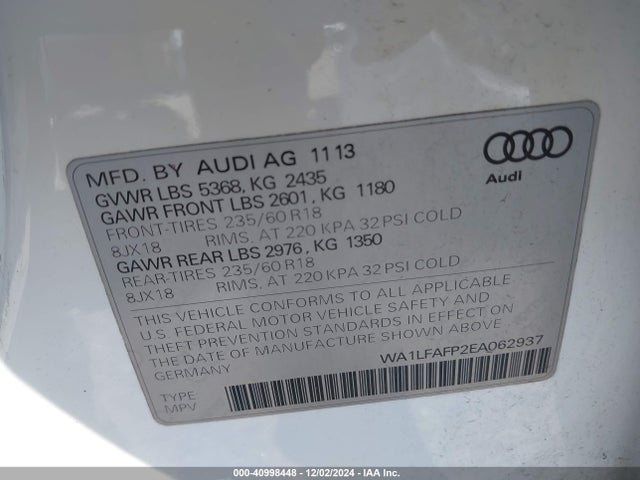 Audi Q5 2.0t Premium 2014 WA1LFAFP2EA062937 Image 9