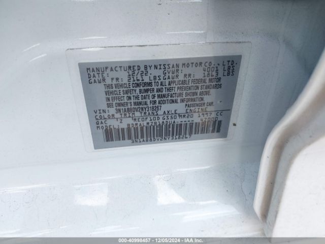 3N1AB8DV2NY318267 Nissan Sentra Sr Xtronic Cvt
