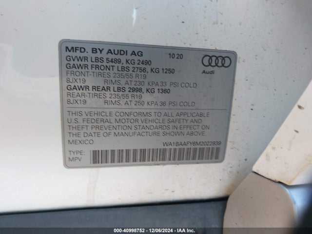 2021 AUDI Q5 WA1BAAFY6M2022839 Photo 8