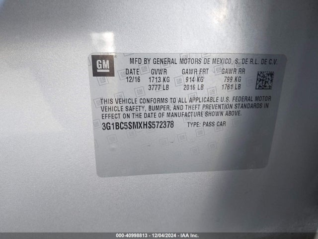 Chevrolet Cruze Ls Auto 2017 3G1BC5SMXHS572378 Image 9