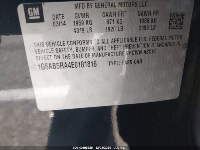 1G6AB5RA4E0181816 Cadillac ATS LUXURY