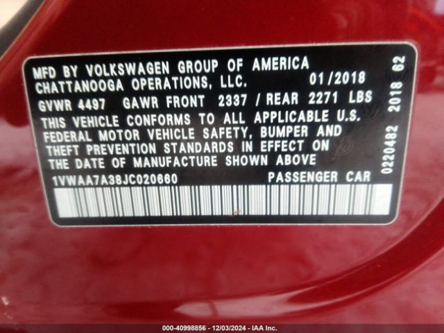1VWAA7A38JC020660 Volkswagen Passat 2.0t R-line/2.0t S