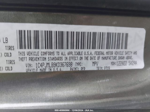 1C4PJMLB9KD367698 Jeep Cherokee Latitude Plus 4x4